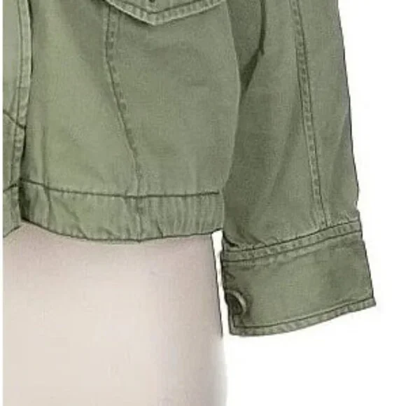 Vtg Y2K Abercrombie Floral Embroidered Green Utility Jacket | Military Boho Twee - Picture 8 of 14